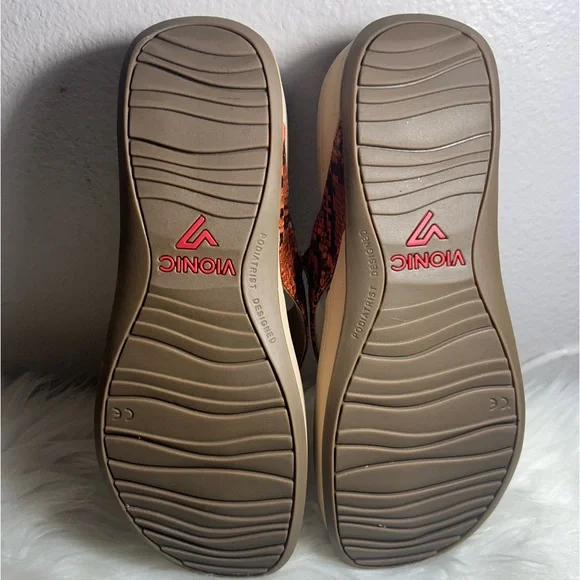 Vionic Pacific Naples Women's Platform Sandal Orange and Black Snake Size 9 - Picture 8 of 9
